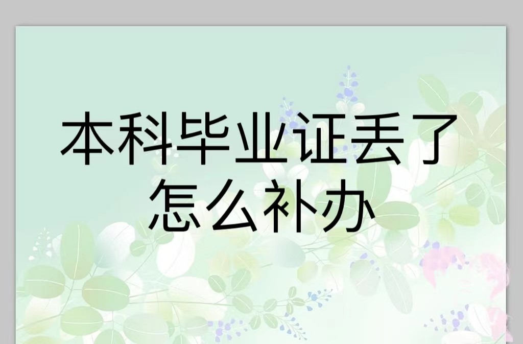 本科毕业证丢了怎么办