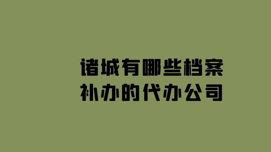 诸城有哪些档案补办的代办公司？